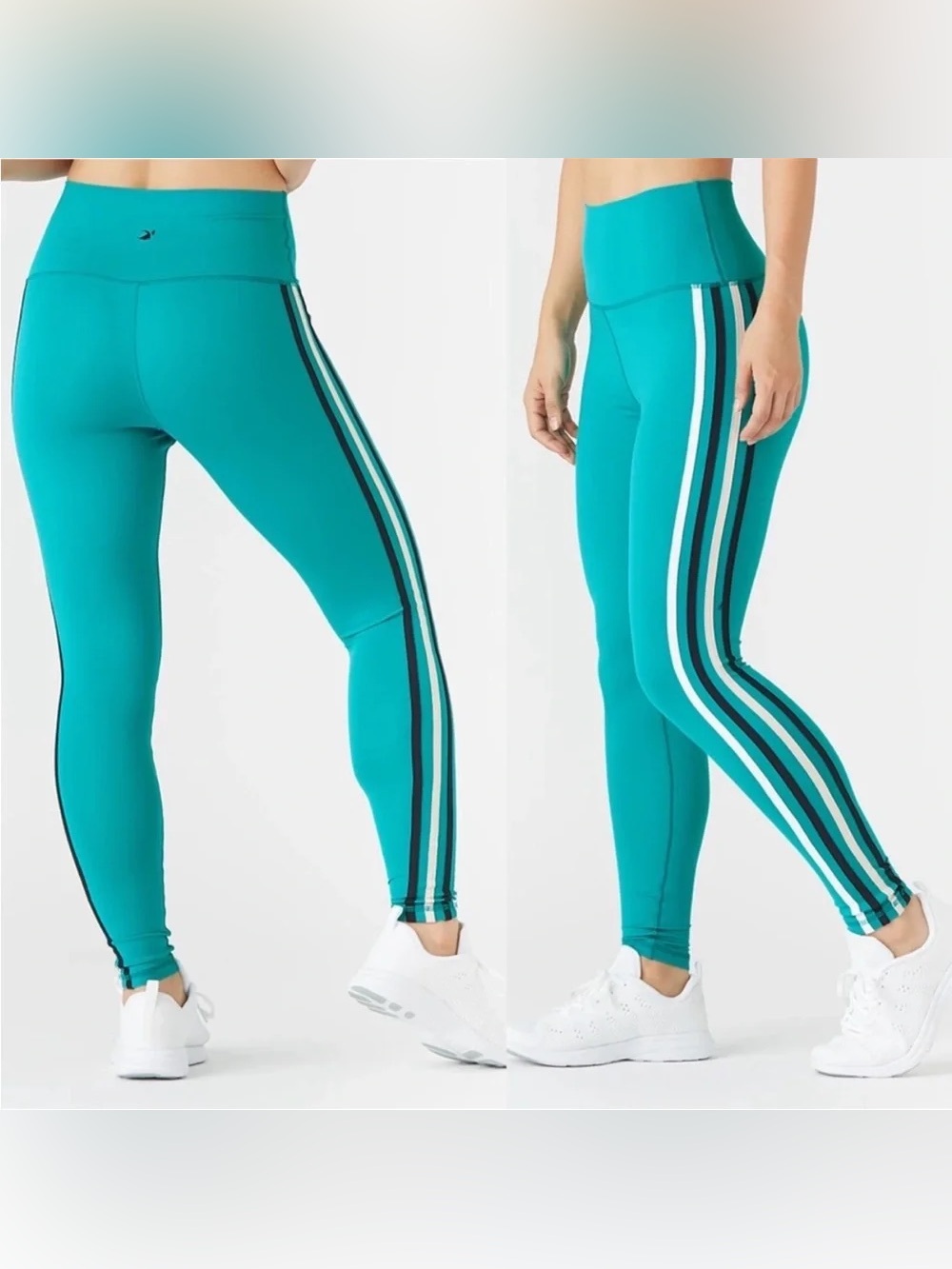 Glyder Incline High Rise Leggings In Jade Teal Striped S